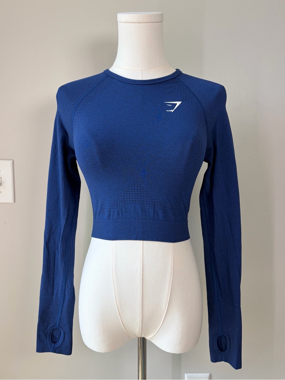 Gymshark Dark Blue Vital Long Sleeve Workout Crop Top Gym Athletic Workout